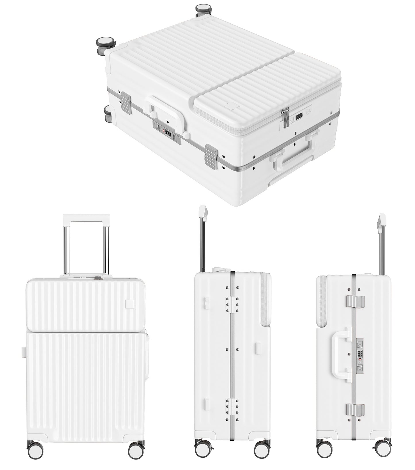 [Ashard] スーツケース 多機能フロントオープン キャリーケース ストッパー付き 機内持ち込み キャリーバッグ 携帯スタンド USBポート付き カップホルダー付き 隠しフック機能 超軽量 耐衝撃 静音 360度回転 ダブルキャスター アルミフレーム ピュアPC材質 大容量 TSAロック搭載 旅行 ビジネス 出張（1～3泊）