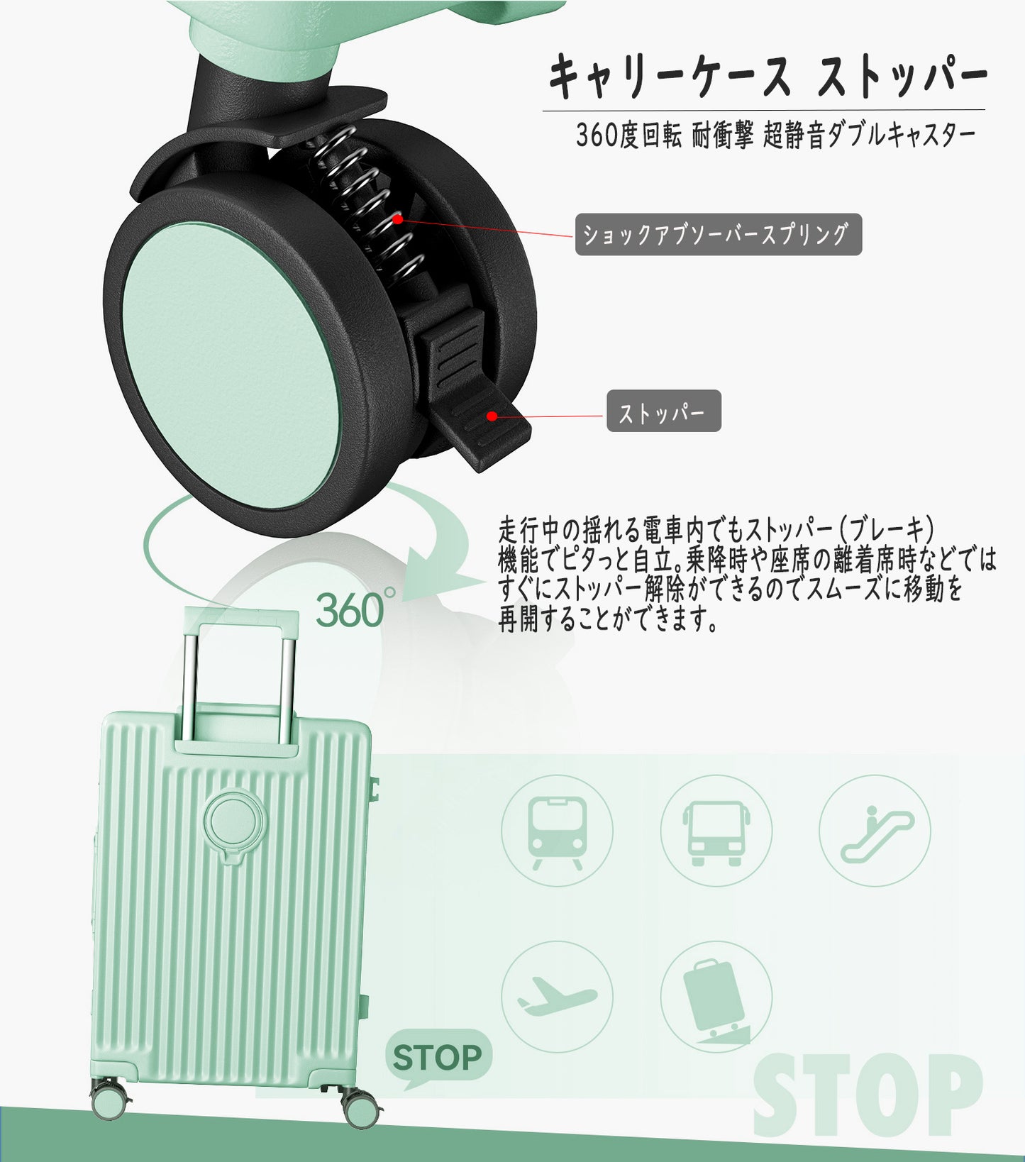 [Ashard] スーツケース 多機能フロントオープン キャリーケース ストッパー付き 機内持ち込み キャリーバッグ 携帯スタンド USBポート付き カップホルダー付き 隠しフック機能 超軽量 耐衝撃 静音 360度回転 ダブルキャスター アルミフレーム ピュアPC材質 大容量 TSAロック搭載 旅行 ビジネス 出張（4-7泊）