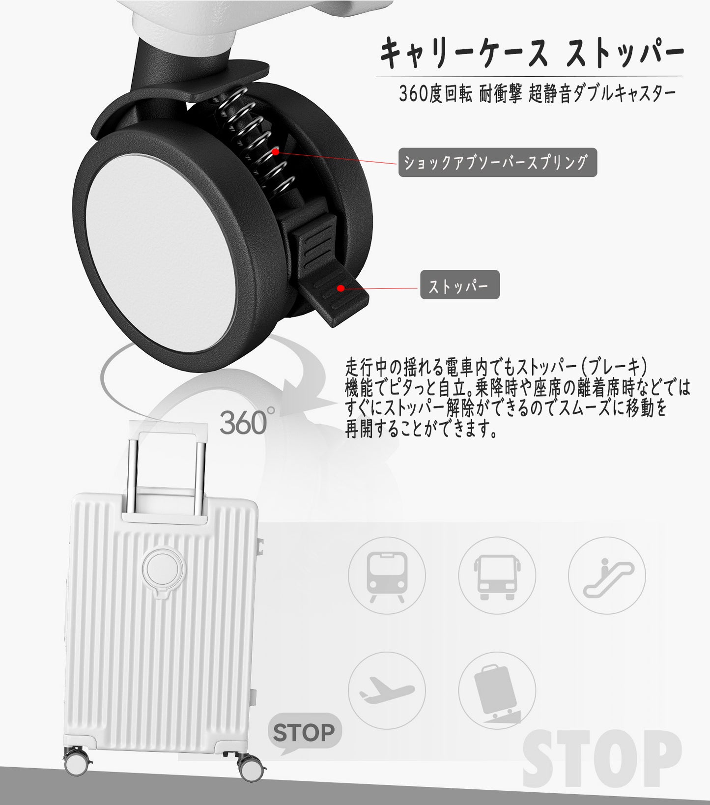 [Ashard] スーツケース 多機能フロントオープン キャリーケース ストッパー付き 機内持ち込み キャリーバッグ 携帯スタンド USBポート付き カップホルダー付き 隠しフック機能 超軽量 耐衝撃 静音 360度回転 ダブルキャスター アルミフレーム ピュアPC材質 大容量 TSAロック搭載 旅行 ビジネス 出張（1～3泊）