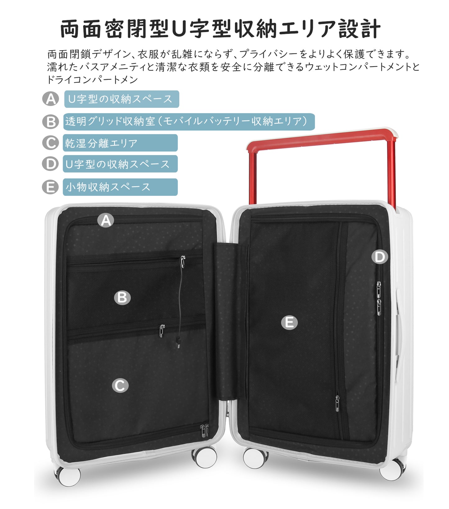 [Ashard] スーツケース 大容量 キャリーケース 超軽量 ピュアPC材質 USBポート付き 充電機能 フック機能 キャリーバッグ 耐衝撃 静音 360度回転 TSAロック搭載 人気 おしゃれ 幅広のレバーデザイン 旅行 ビジネス 出張 修学（7泊以上）