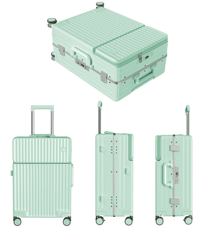 [Ashard] スーツケース 多機能フロントオープン キャリーケース ストッパー付き 機内持ち込み キャリーバッグ 携帯スタンド USBポート付き カップホルダー付き 隠しフック機能 超軽量 耐衝撃 静音 360度回転 ダブルキャスター アルミフレーム ピュアPC材質 大容量 TSAロック搭載 旅行 ビジネス 出張（4-7泊）