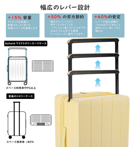 [Ashard] スーツケース 大容量 キャリーケース 超軽量 ピュアPC材質 USBポート付き 充電機能 フック機能 キャリーバッグ 耐衝撃 静音 360度回転 TSAロック搭載 人気 おしゃれ 幅広のレバーデザイン 旅行 ビジネス 出張 修学（4-7泊）