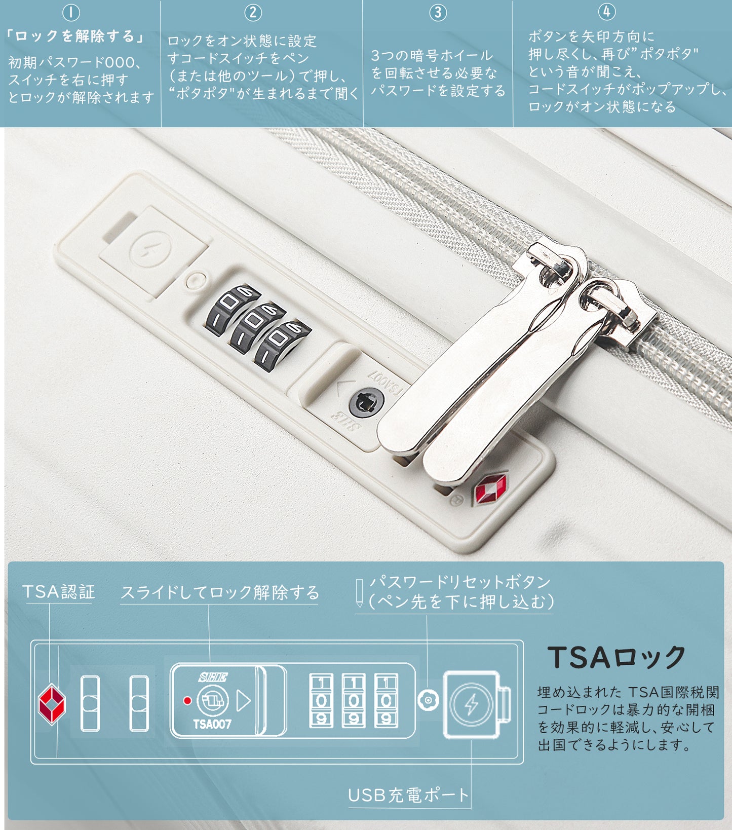 [Ashard] スーツケース 大容量 キャリーケース 超軽量 ピュアPC材質 USBポート付き 充電機能 フック機能 キャリーバッグ 耐衝撃 静音 360度回転 TSAロック搭載 人気 おしゃれ 幅広のレバーデザイン 旅行 ビジネス 出張 修学（7泊以上）
