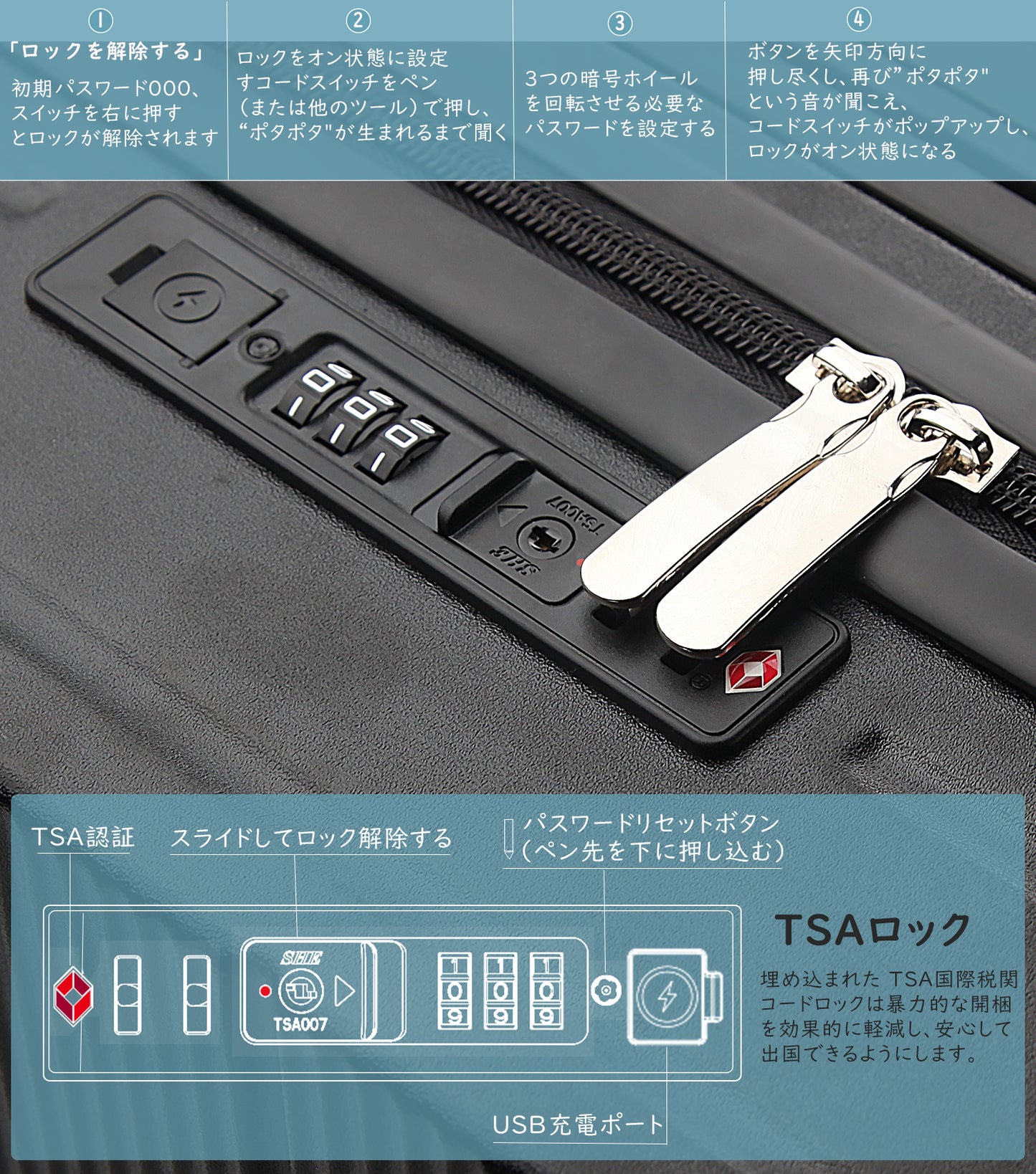 [Ashard] スーツケース 大容量 キャリーケース 超軽量 ピュアPC材質 USBポート付き 充電機能 フック機能 キャリーバッグ 耐衝撃 静音 360度回転 TSAロック搭載 人気 おしゃれ 幅広のレバーデザイン 旅行 ビジネス 出張 修学（7泊以上）