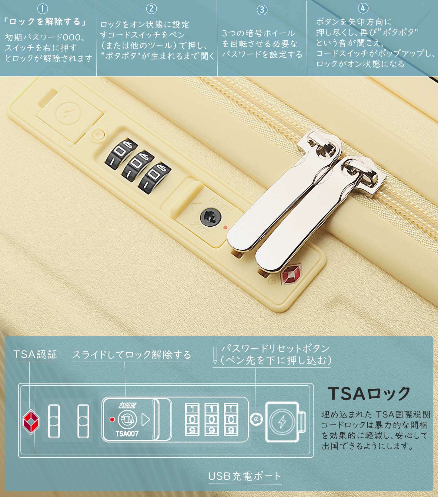 [Ashard] スーツケース 大容量 キャリーケース 超軽量 ピュアPC材質 USBポート付き 充電機能 フック機能 キャリーバッグ 耐衝撃 静音 360度回転 TSAロック搭載 人気 おしゃれ 幅広のレバーデザイン 旅行 ビジネス 出張 修学（4-7泊）